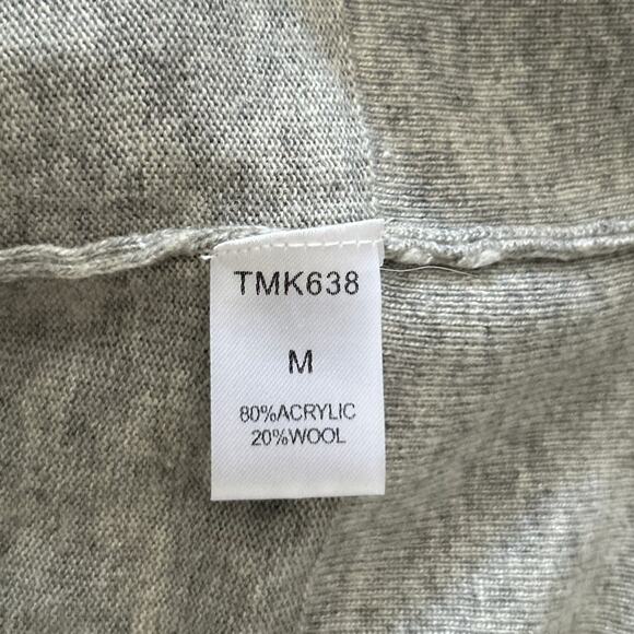 THML Anthro Wool Blend Bell Sleeve Oversized Cropped Gray Crew Neck Sweater sz M - Picture 4 of 6